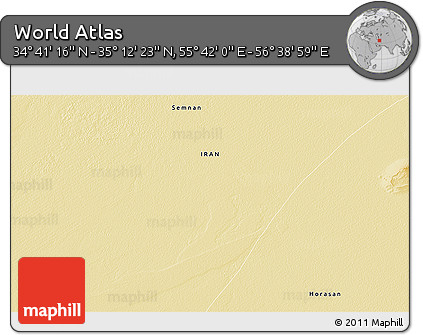 Physical 3D Map of the Area around 34° 56' 49" N, 56° 10' 29" E