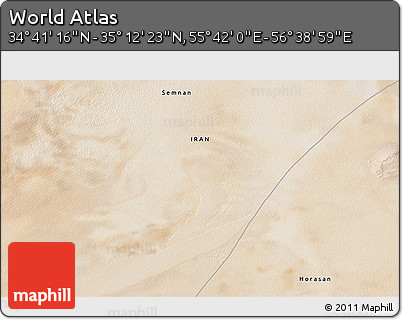 Satellite 3D Map of the Area around 34° 56' 49" N, 56° 10' 29" E