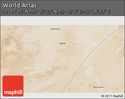 Satellite 3D Map of the Area around 34° 56' 49" N, 56° 10' 29" E