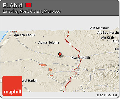 Shaded Relief Panoramic Map of El Abid