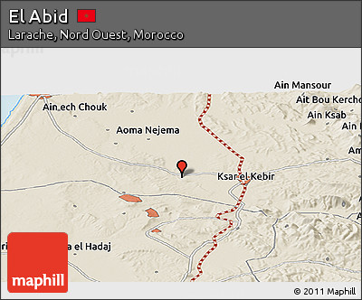 Shaded Relief Panoramic Map of El Abid