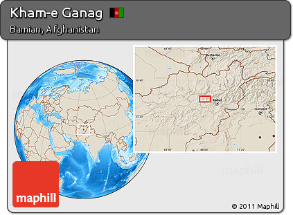 Shaded Relief Location Map of Kham-e Ganag