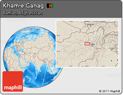 Shaded Relief Location Map of Kham-e Ganag