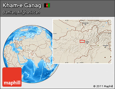 Shaded Relief Location Map of Kham-e Ganag