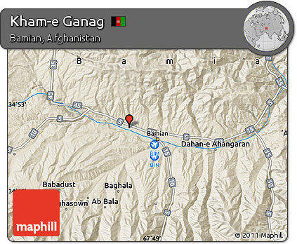 Shaded Relief Map of Kham-e Ganag