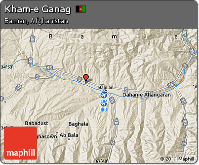Shaded Relief Map of Kham-e Ganag