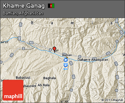 Shaded Relief Map of Kham-e Ganag