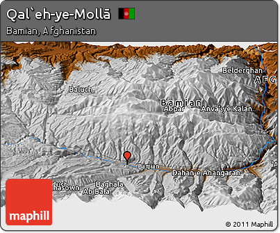 Physical Panoramic Map of Qal`eh-ye-Mollā