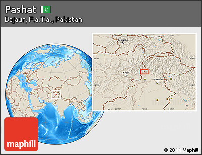 Shaded Relief Location Map of Pashat
