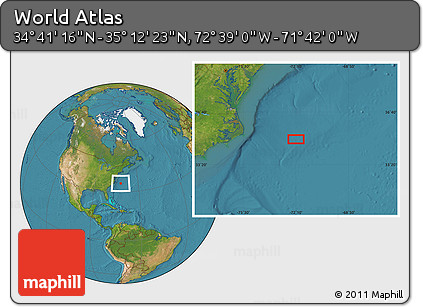 Satellite Location Map of the Area around 34° 56' 49" N, 72° 10' 30" W