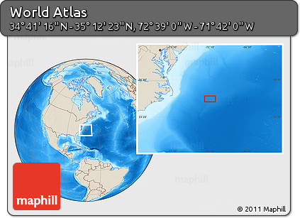 Shaded Relief Location Map of the Area around 34° 56' 49" N, 72° 10' 30" W