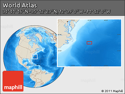 Shaded Relief Location Map of the Area around 34° 56' 49" N, 72° 10' 30" W