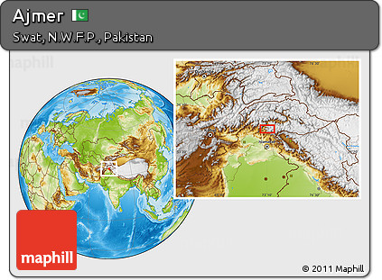 Physical Location Map of Ajmer