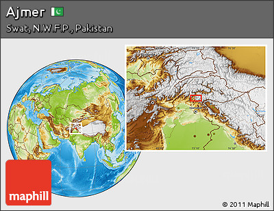 Physical Location Map of Ajmer
