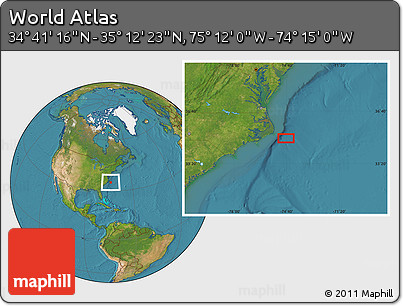 Satellite Location Map of the Area around 34° 56' 49" N, 74° 43' 29" W
