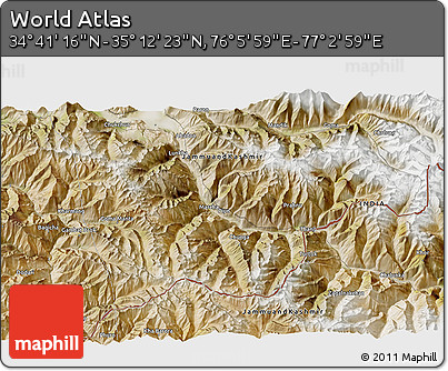 Satellite 3D Map of the Area around 34° 56' 49" N, 76° 34' 29" E