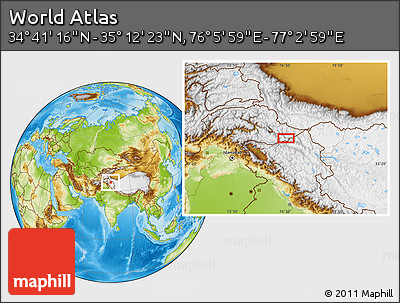 Physical Location Map of the Area around 34° 56' 49" N, 76° 34' 29" E