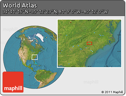 Satellite Location Map of the Area around 34° 56' 49" N, 80° 40' 30" W