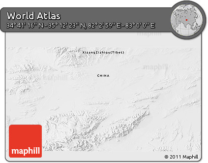 Physical 3D Map of the Area around 34° 56' 49" N, 82° 31' 30" E