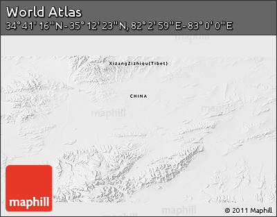 Physical 3D Map of the Area around 34° 56' 49" N, 82° 31' 30" E
