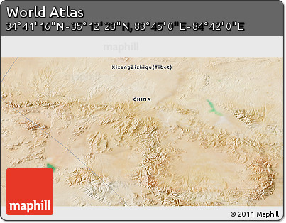 Satellite 3D Map of the Area around 34° 56' 49" N, 84° 13' 29" E