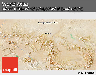 Satellite 3D Map of the Area around 34° 56' 49" N, 84° 13' 29" E