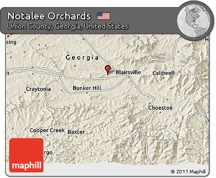 Shaded Relief 3D Map of Notalee Orchards