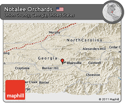 Shaded Relief Panoramic Map of Notalee Orchards