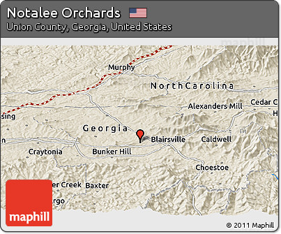 Shaded Relief Panoramic Map of Notalee Orchards