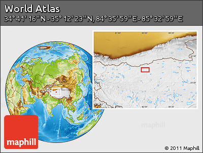 Physical Location Map of the Area around 34° 56' 49" N, 85° 4' 29" E