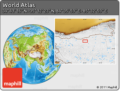 Physical Location Map of the Area around 34° 56' 49" N, 85° 4' 29" E
