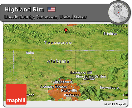 Satellite Panoramic Map of Highland Rim