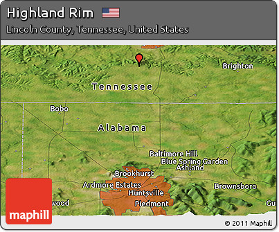 Satellite Panoramic Map of Highland Rim