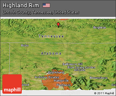 Satellite Panoramic Map of Highland Rim