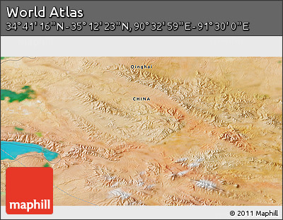 Satellite 3D Map of the Area around 34° 56' 49" N, 91° 1' 30" E