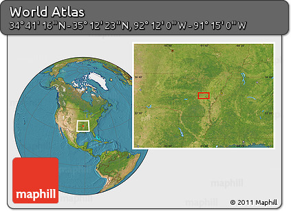 Satellite Location Map of the Area around 34° 56' 49" N, 91° 43' 29" W