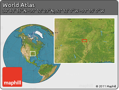 Satellite Location Map of the Area around 34° 56' 49" N, 91° 43' 29" W
