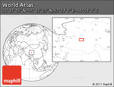 Blank Location Map of the Area around 34° 56' 49" N, 94° 25' 30" E