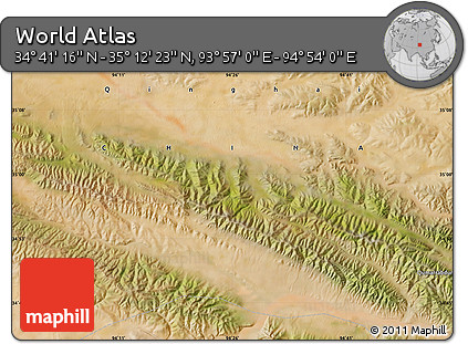 Satellite Map of the Area around 34° 56' 49" N, 94° 25' 30" E