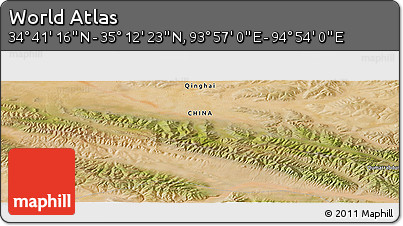 Satellite Panoramic Map of the Area around 34° 56' 49" N, 94° 25' 30" E