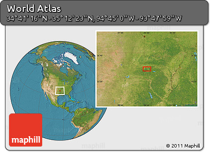 Satellite Location Map of the Area around 34° 56' 49" N, 94° 16' 30" W