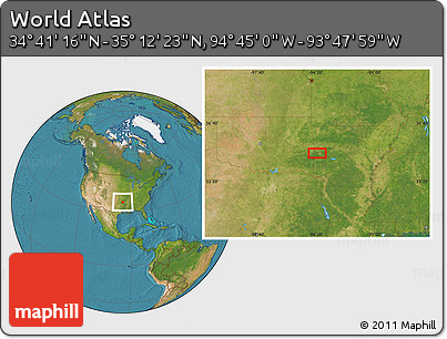 Satellite Location Map of the Area around 34° 56' 49" N, 94° 16' 30" W