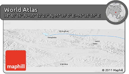 Physical Panoramic Map of the Area around 34° 56' 49" N, 96° 7' 30" E