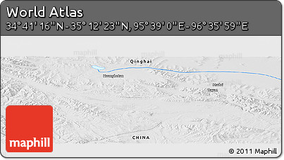 Physical Panoramic Map of the Area around 34° 56' 49" N, 96° 7' 30" E