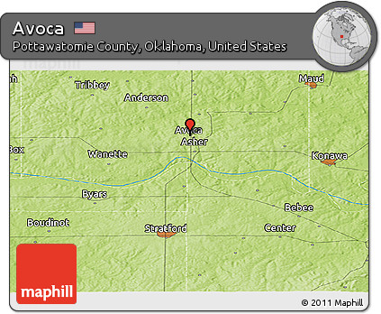 Physical Panoramic Map of Avoca