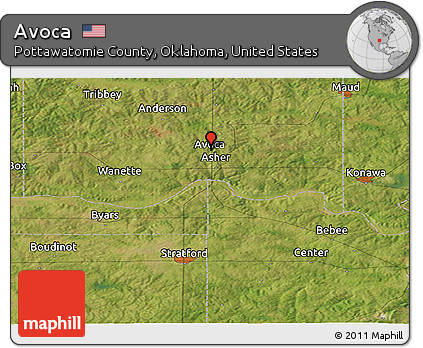 Satellite Panoramic Map of Avoca
