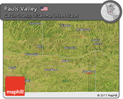 Satellite Panoramic Map of Pauls Valley