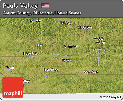 Satellite Panoramic Map of Pauls Valley