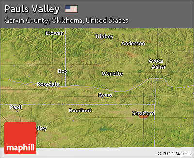 Satellite Panoramic Map of Pauls Valley