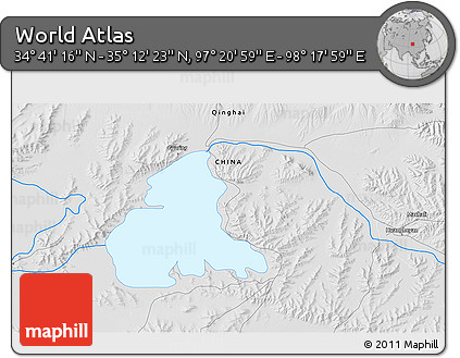 Physical 3D Map of the Area around 34° 56' 49" N, 97° 49' 29" E